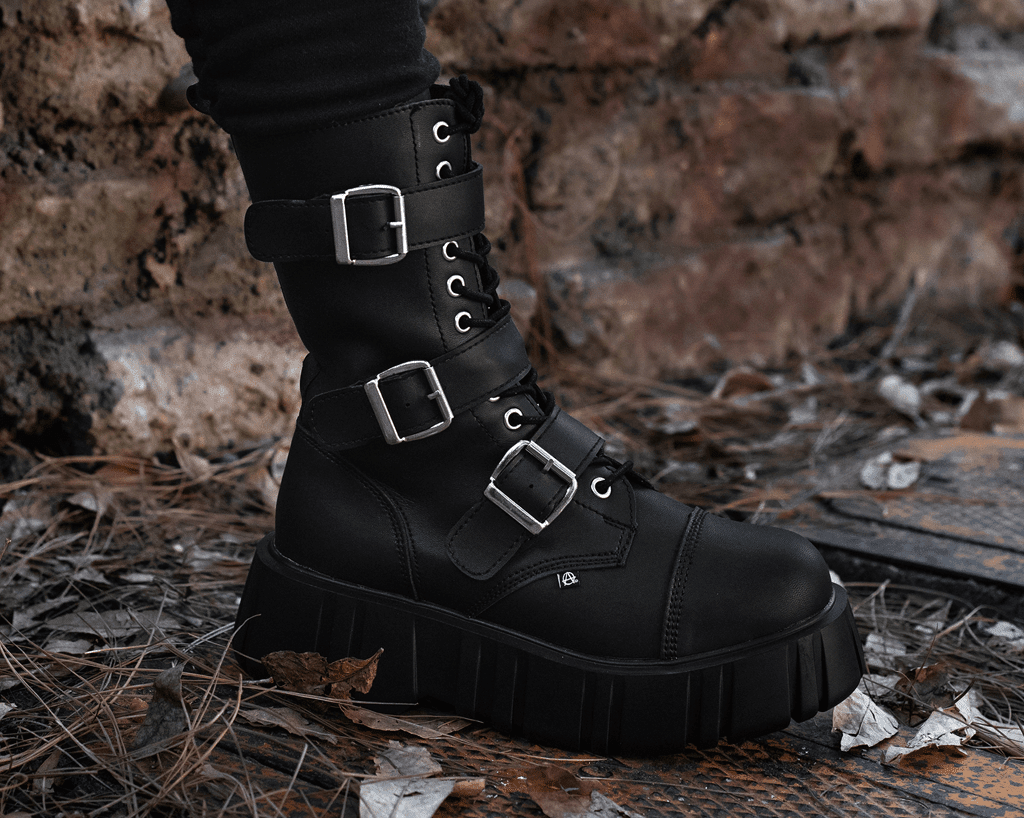 T2323 Black TUKskin™ 3-Buckle Anarchic Airship Boot Black T.U.K. Shoes