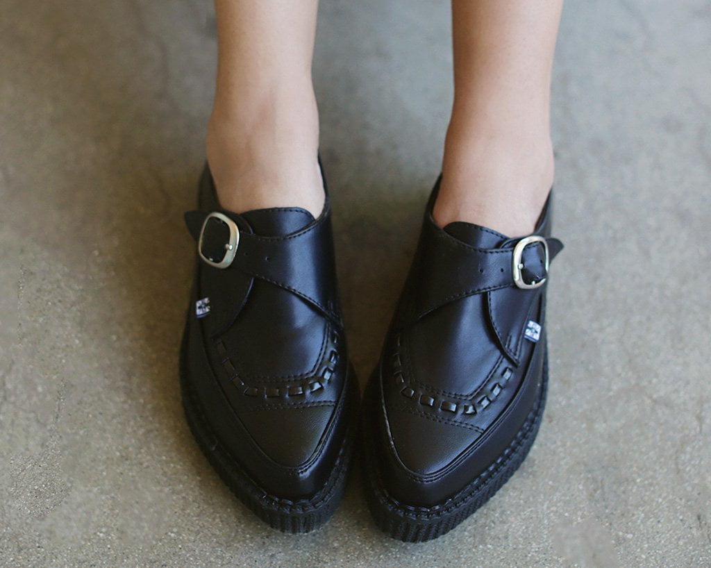 A9324 Black TUKskin™ Pointed Buckle Creeper Black T.U.K. Shoes