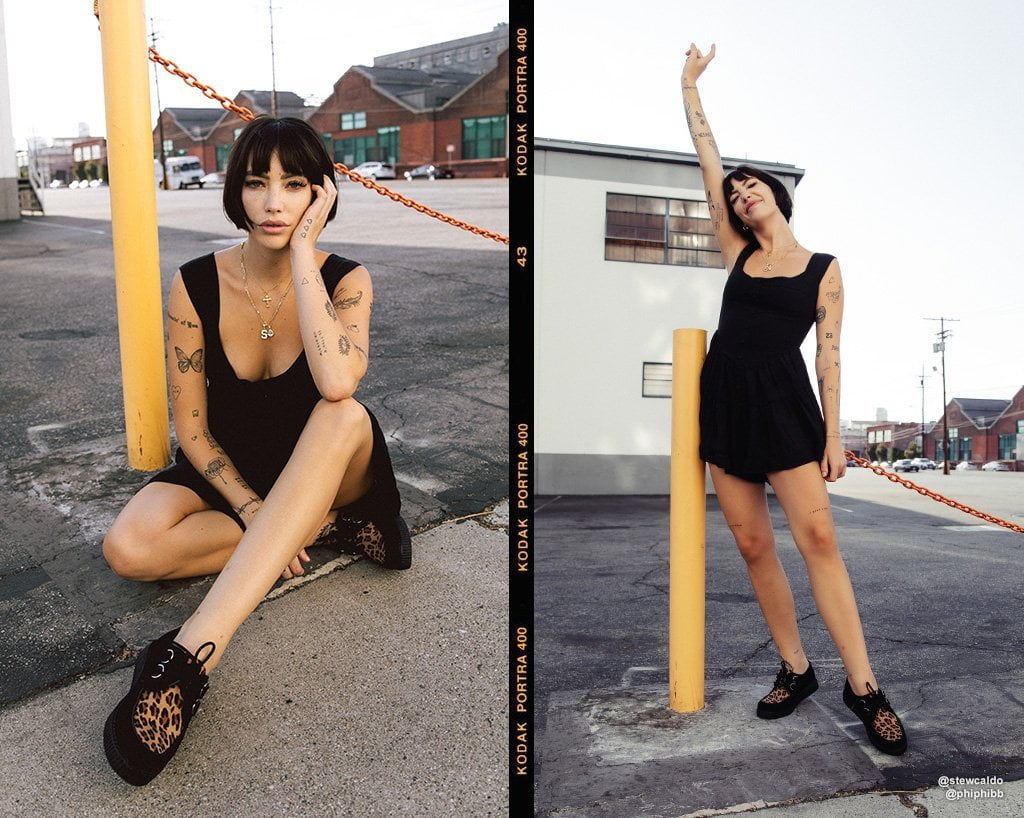 F8142 Black & Leopard Viva Low Creeper Leopard T.U.K. Shoes