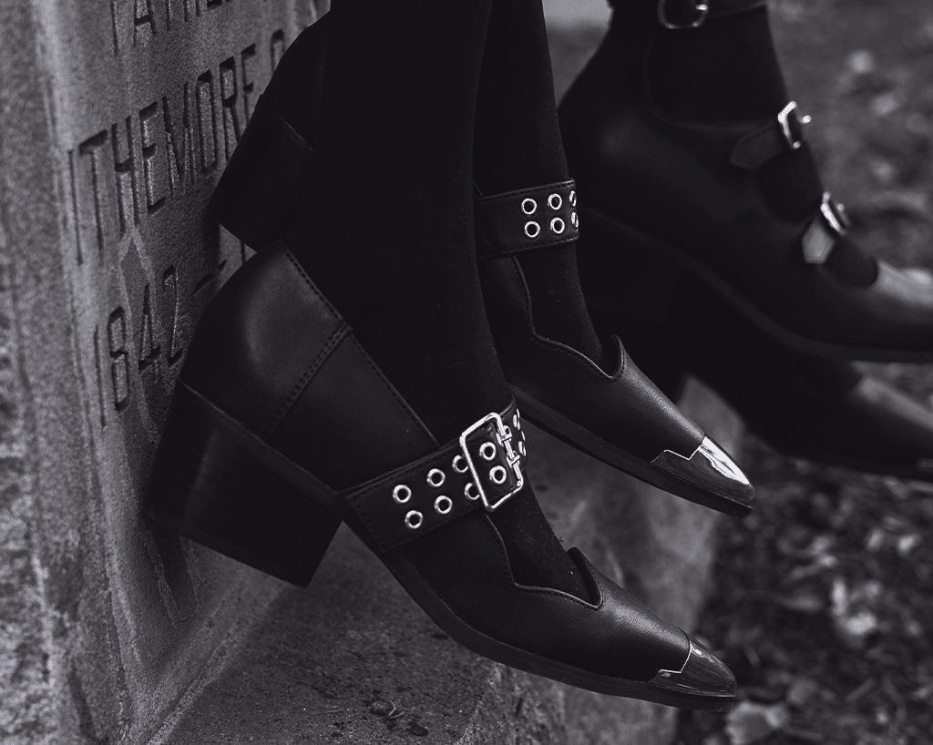 A3289L Black TUKskin Cuban Heel Mary Jane Black T.U.K. Shoes