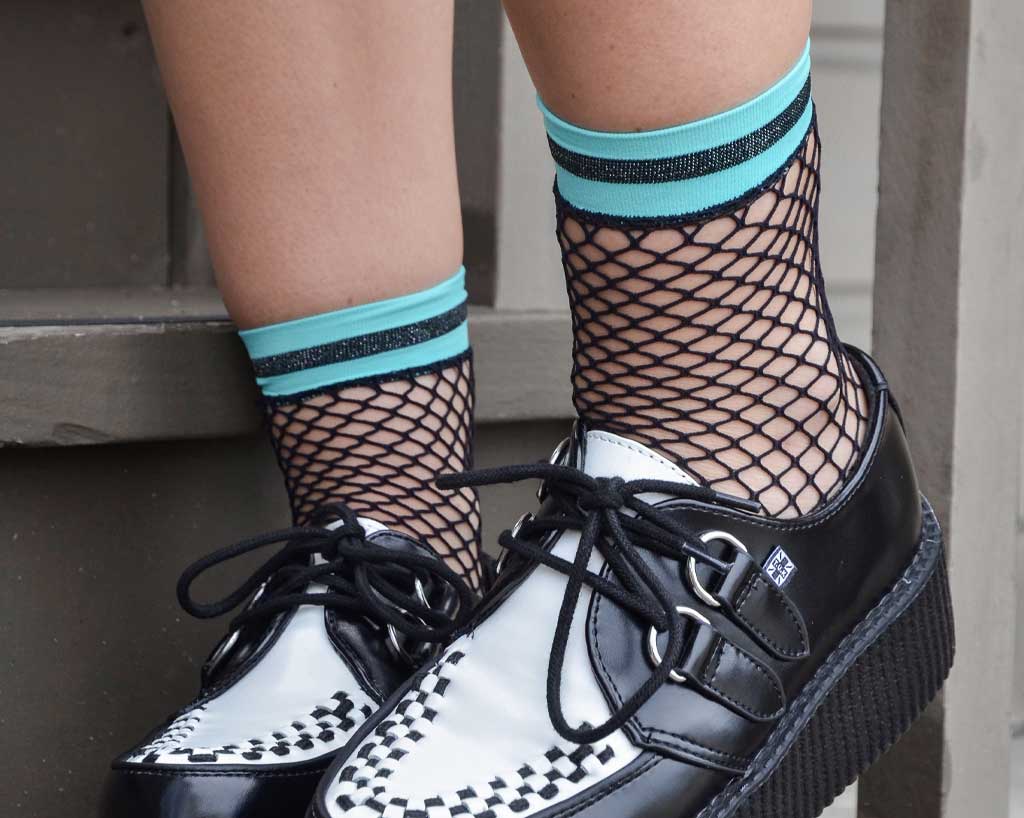 TSK1122 Multi-color Band Fishnet 5-Pk Sock TSK1122-OS T.U.K. Shoes