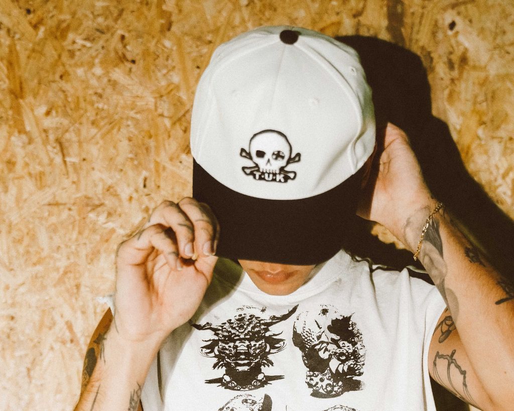 HT08 Black & Cream Skull Logo Hat HT08-OS T.U.K. Shoes