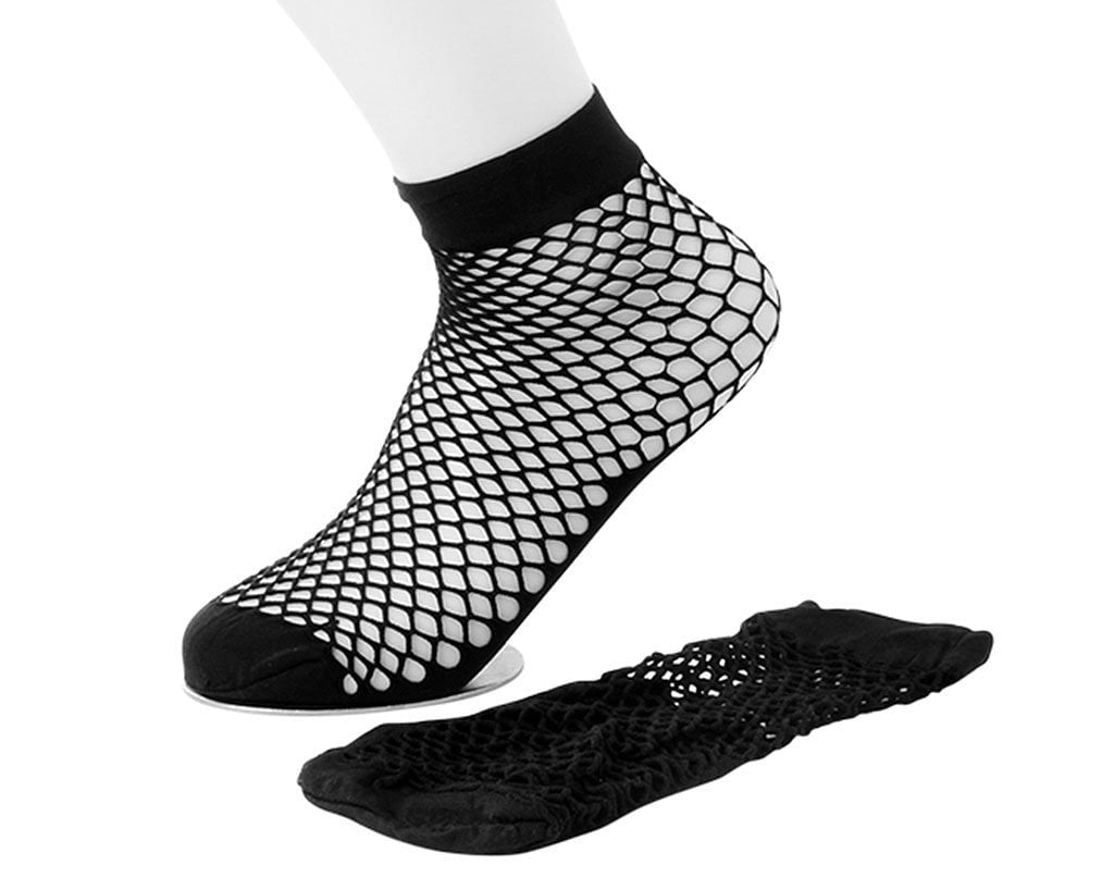 TSK1039 Black Fishnet Footie Crew Sock TSK1039-OS T.U.K. Shoes