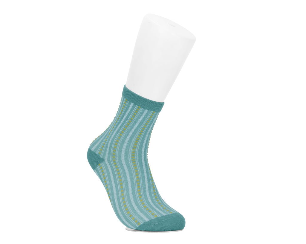 TSK1185 Teal Striped Polka Dot Socks TSK1185-OS T.U.K. Shoes