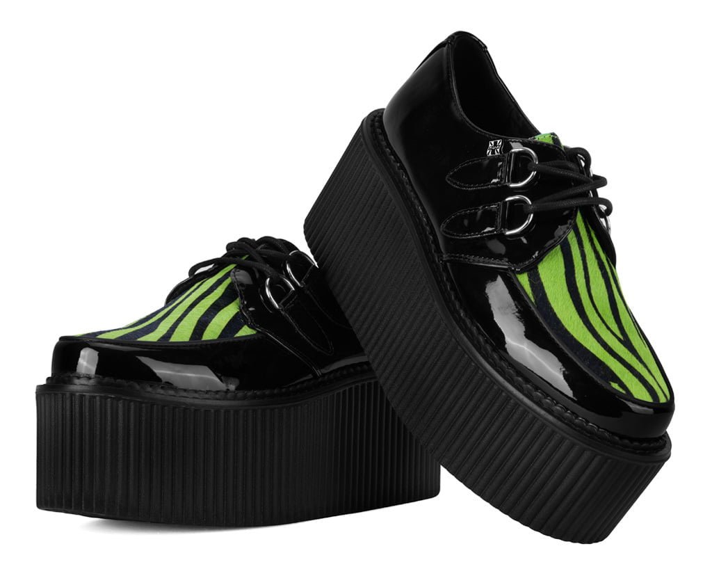 Black Patent Green Zebra Hair Stratocreeper Black / Green T.U.K. Shoes