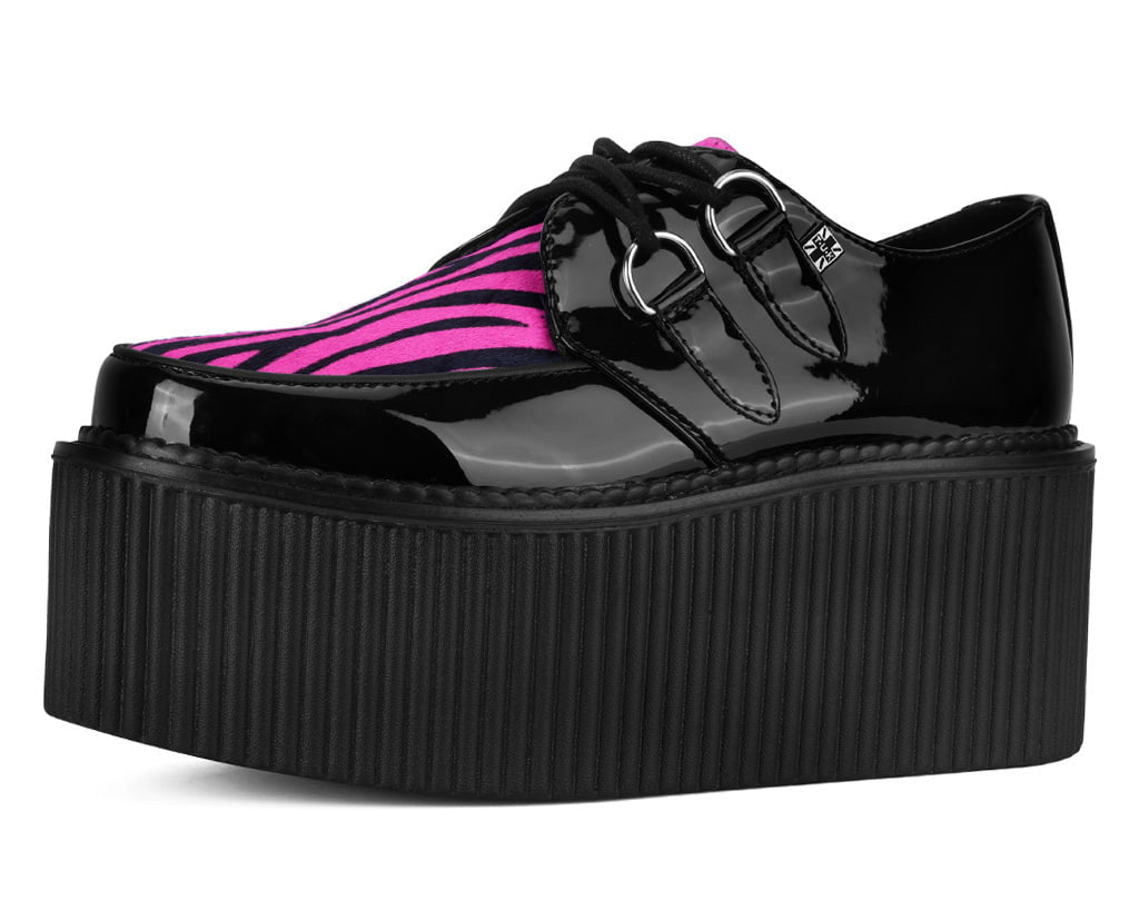 Black Patent Pink Zebra Hair Stratocreeper Black /Pink T.U.K. Shoes