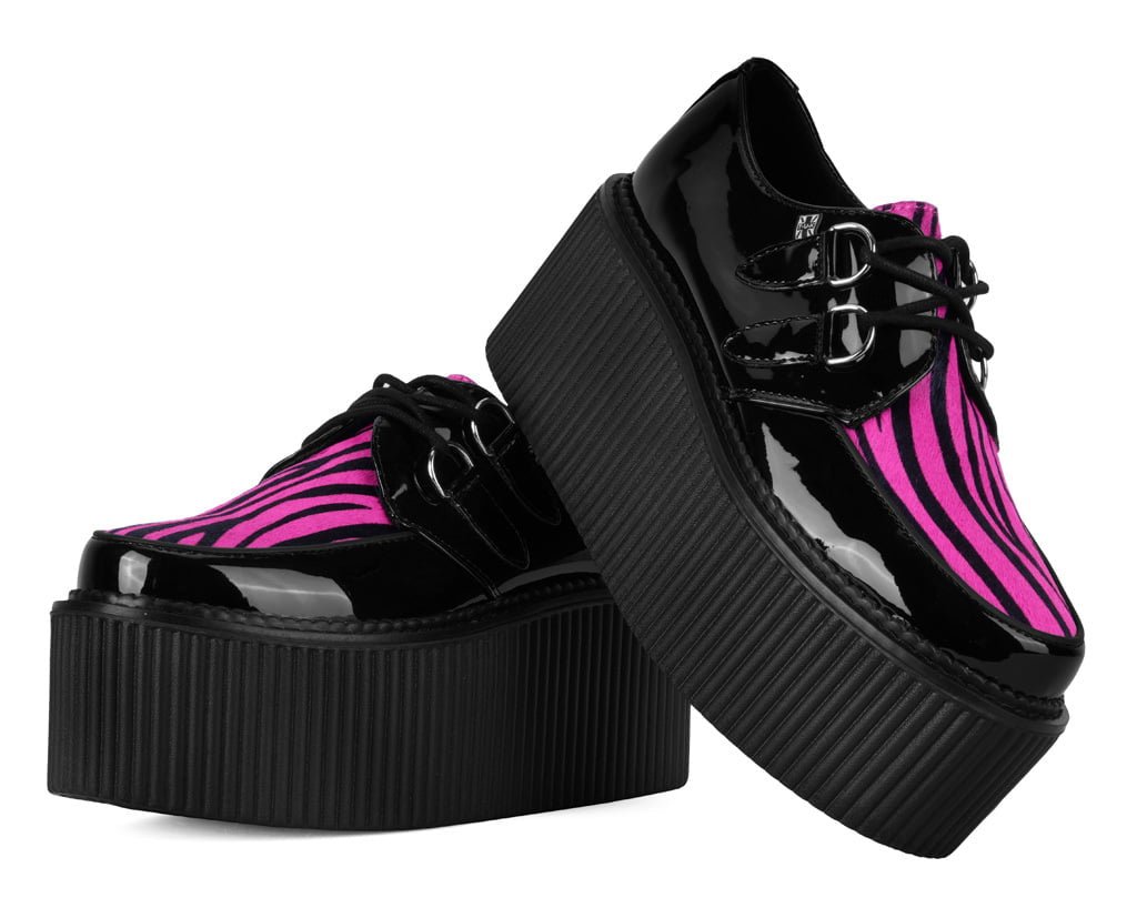 Black Patent Pink Zebra Hair Stratocreeper Black /Pink T.U.K. Shoes