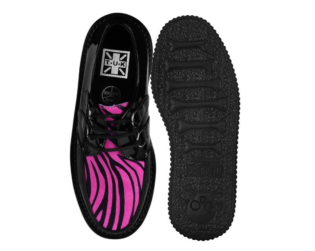 Black Patent Pink Zebra Hair Stratocreeper Black /Pink T.U.K. Shoes
