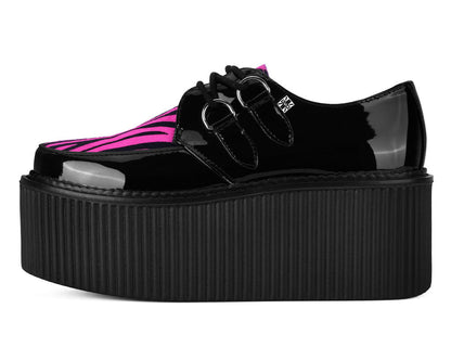 Black Patent Pink Zebra Hair Stratocreeper Black /Pink T.U.K. Shoes