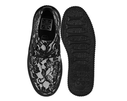 Black Satin Lace Viva Mondo Creeper Black T.U.K. Shoes