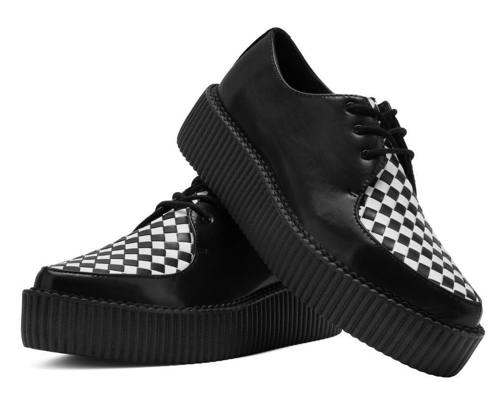 Black & White Woven TUKskin Mondo Pointed Creeper Blackwhite T.U.K. Shoes
