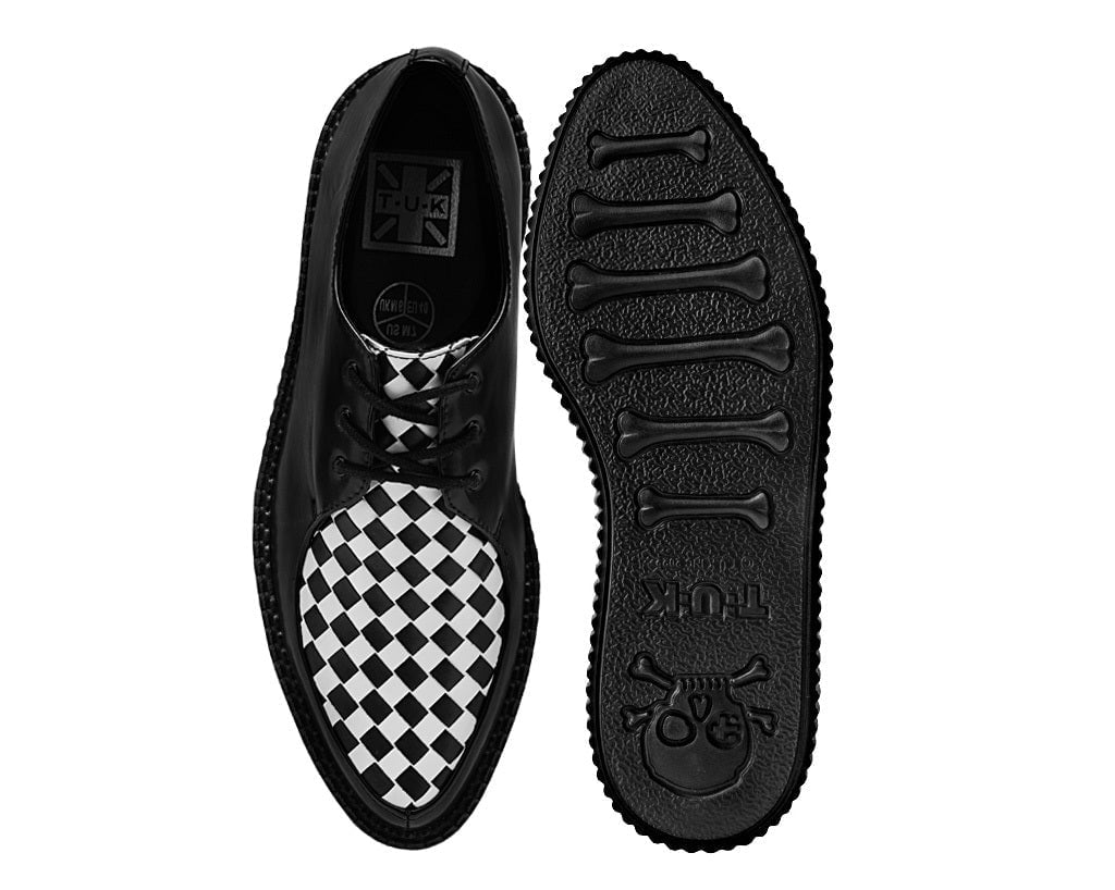 Black & White Woven TUKskin Mondo Pointed Creeper Blackwhite T.U.K. Shoes