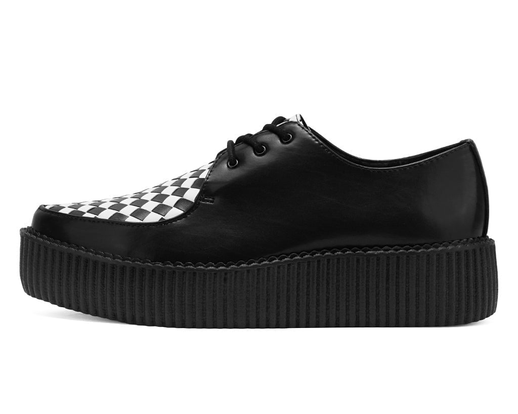 Black & White Woven TUKskin Mondo Pointed Creeper Blackwhite T.U.K. Shoes