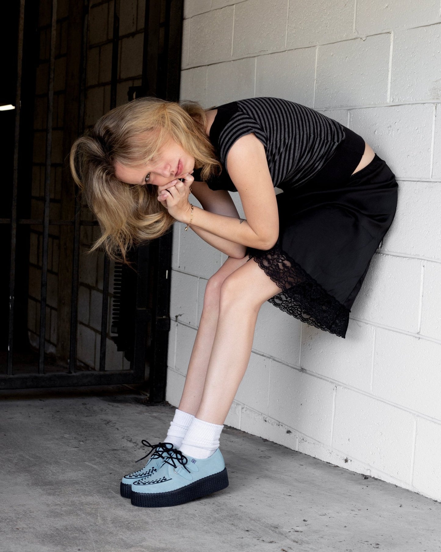 V3466 Pale Blue Suede Viva Mondo Creeper Pale Blue T.U.K. Shoes
