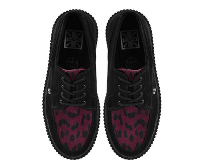 G3453 Black Suede Burgundy Leopard Hair Vintage Creeper Black T.U.K. Shoes