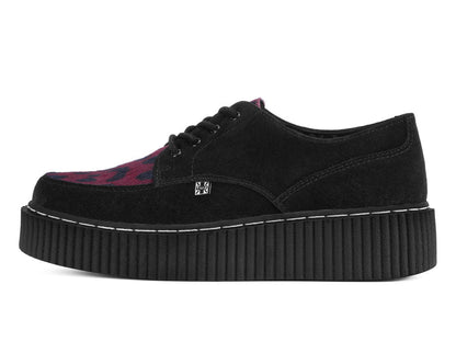 G3453 Black Suede Burgundy Leopard Hair Vintage Creeper Black T.U.K. Shoes