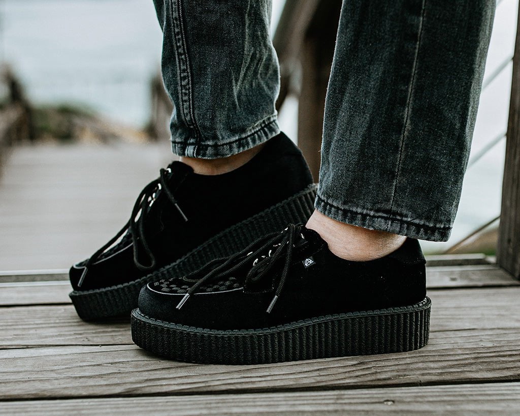 T2262 Black Faux Suede Anarchic Creeper Black T.U.K. Shoes