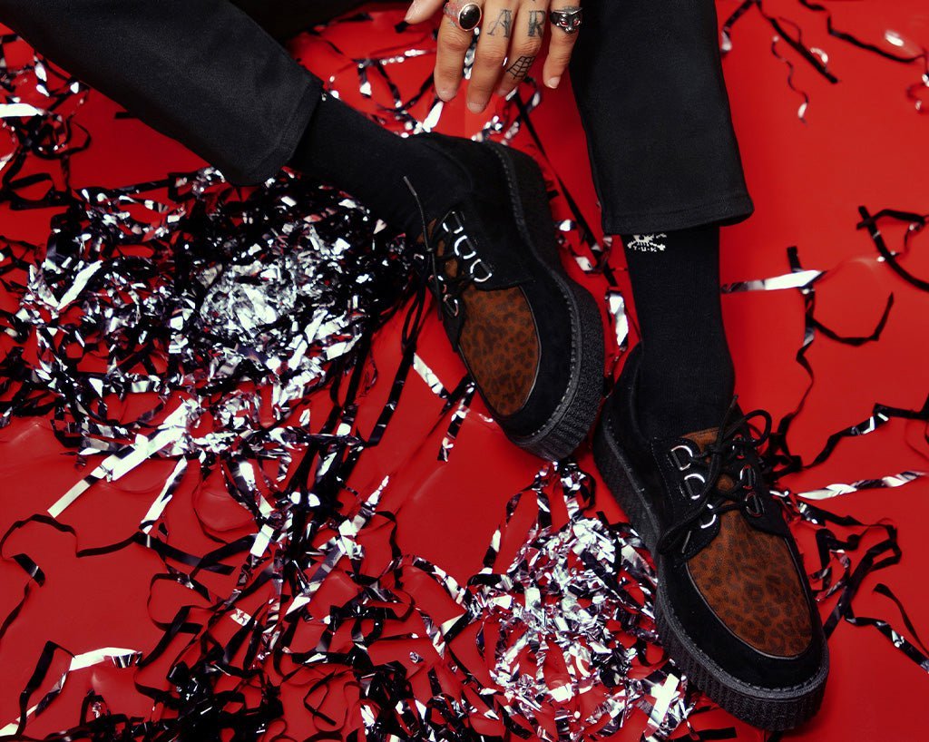 T2263 Black & Leopard Anarchic Creeper Multi-Color T.U.K. Shoes