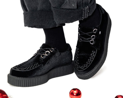 T2280 Black Velvet Anarchic Creeper Black T.U.K. Shoes