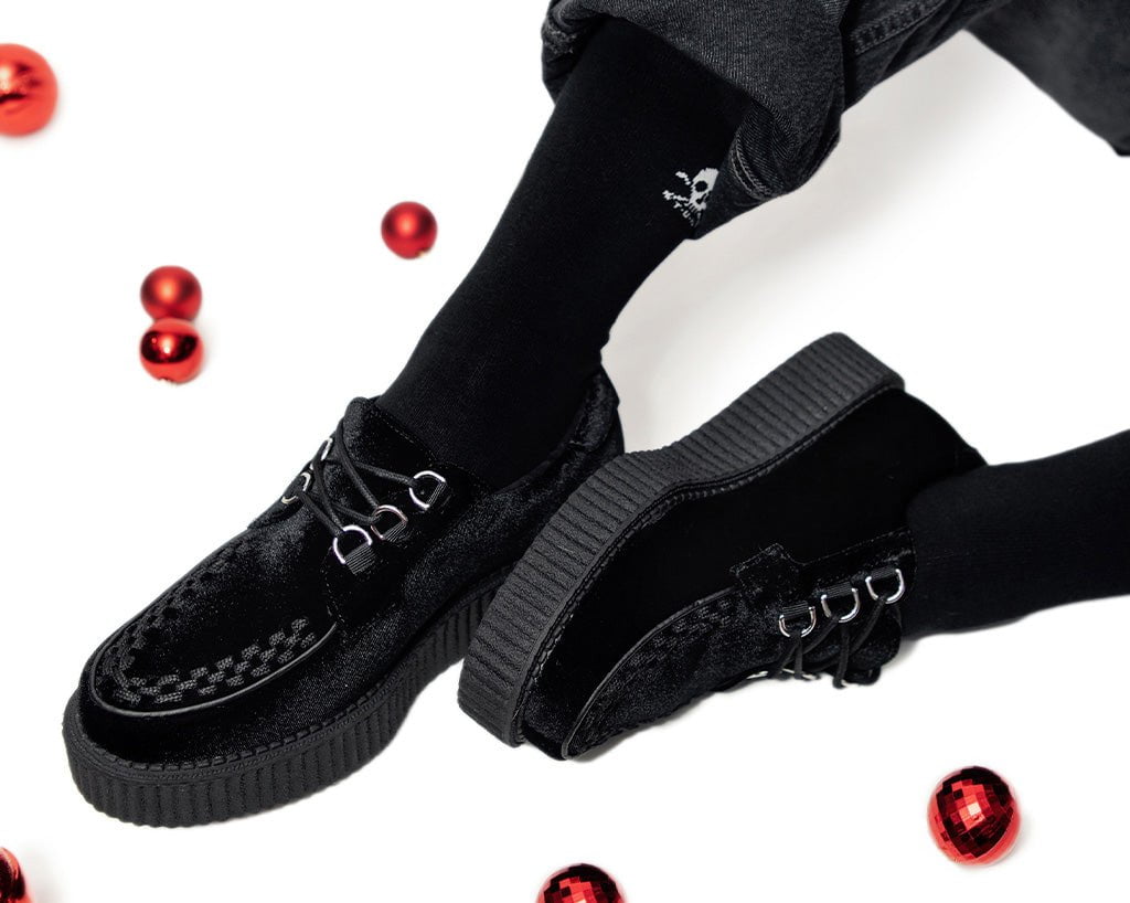 T2280 Black Velvet Anarchic Creeper Black T.U.K. Shoes