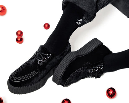 T2280 Black Velvet Anarchic Creeper Black T.U.K. Shoes