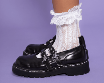 T2307 Black TUKskin™ 2-Skull Buckle Mary Jane Black T.U.K. Shoes