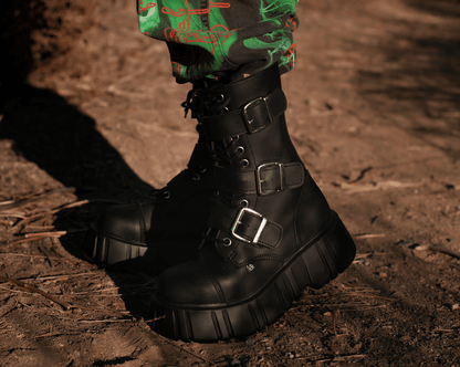T2323 Black TUKskin™ 3-Buckle Anarchic Airship Boot Black T.U.K. Shoes