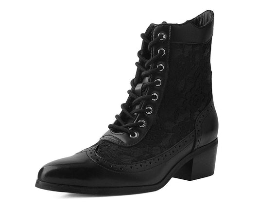 T2300L Black Victorian Anarchic Pointed Boot Black T.U.K. Shoes