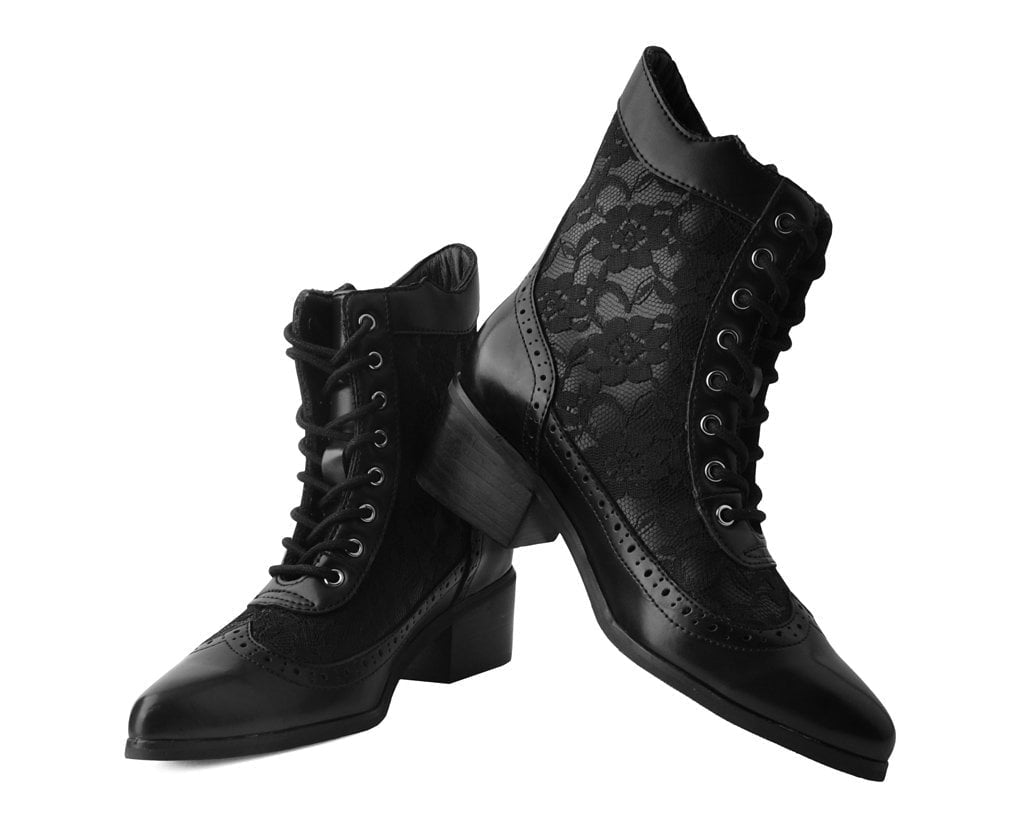 T2300L Black Victorian Anarchic Pointed Boot Black T.U.K. Shoes