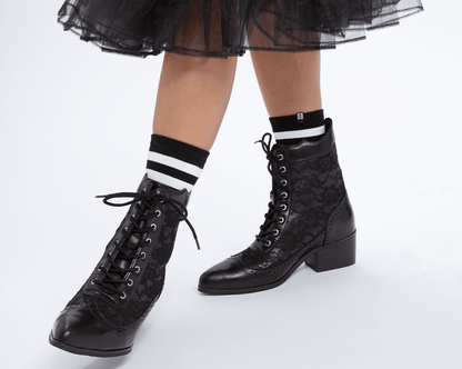 T2300L Black Victorian Anarchic Pointed Boot Black T.U.K. Shoes