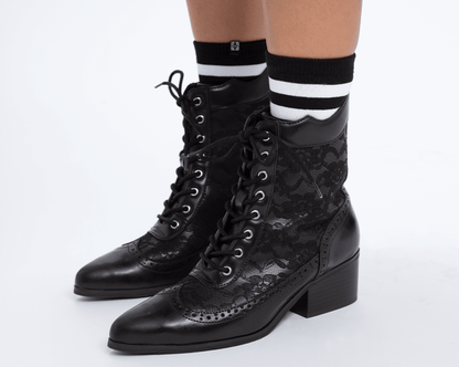T2300L Black Victorian Anarchic Pointed Boot Black T.U.K. Shoes