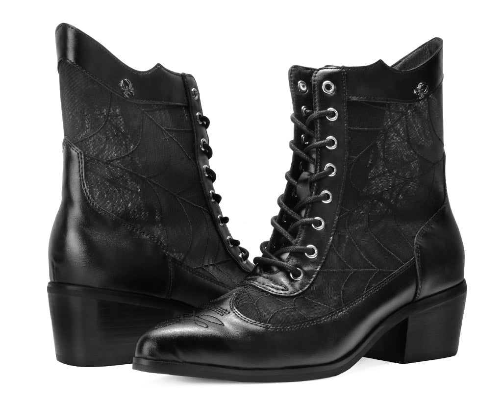 A3310L Black Victorian Mesh Spiderweb Boot Black T.U.K. Shoes