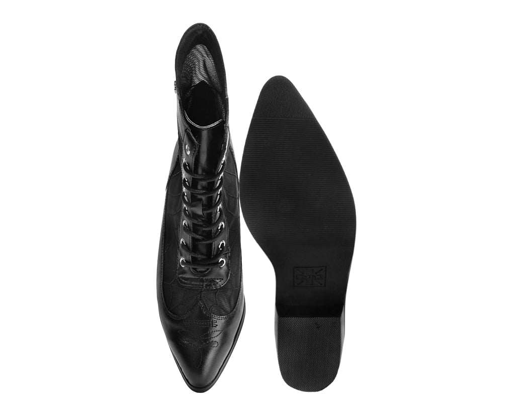 A3310L Black Victorian Mesh Spiderweb Boot Black T.U.K. Shoes