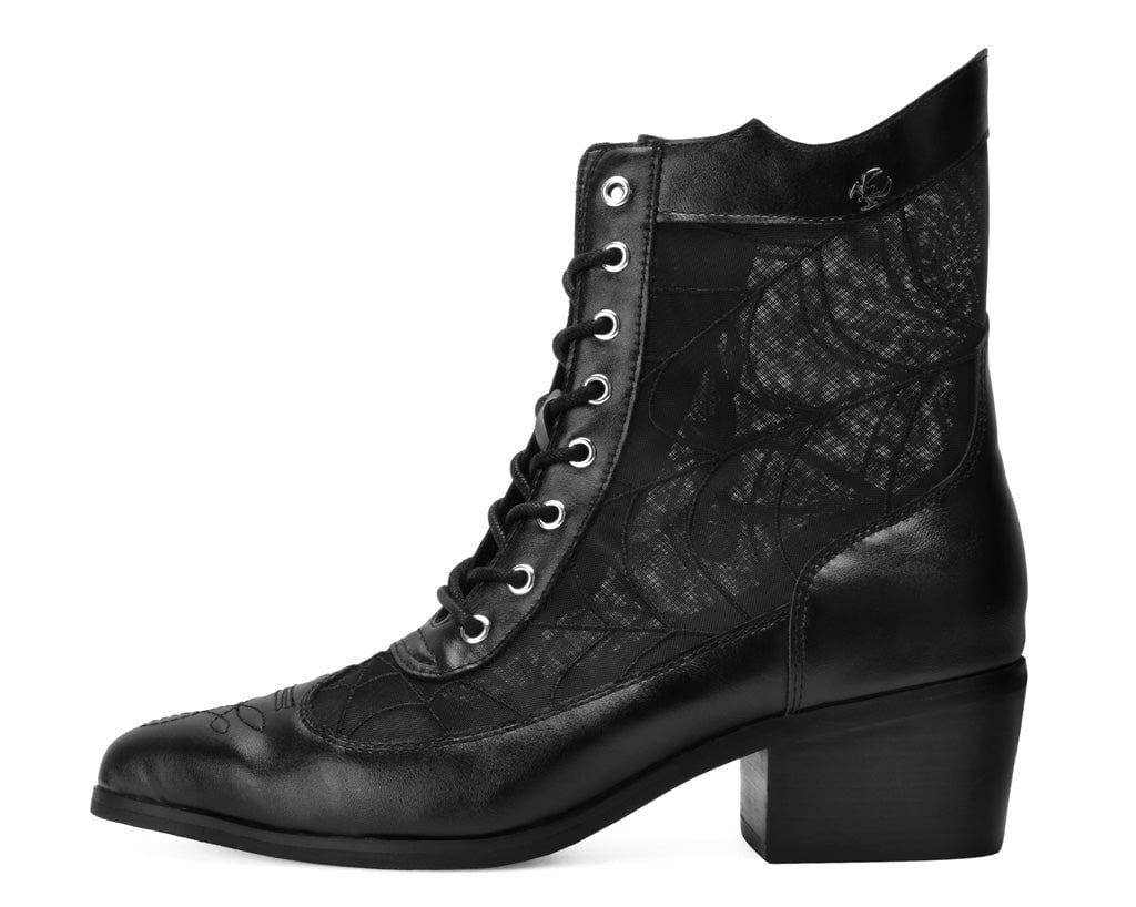 A3310L Black Victorian Mesh Spiderweb Boot Black T.U.K. Shoes