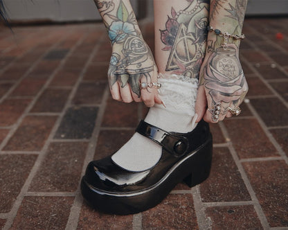 A3218L Black Liquid Bubble Mary Jane Platform Black T.U.K. Shoes