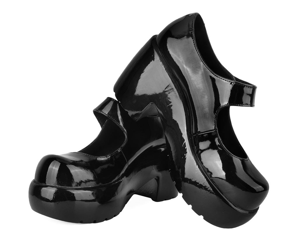 A3218L Black Liquid Bubble Mary Jane Platform Black T.U.K. Shoes