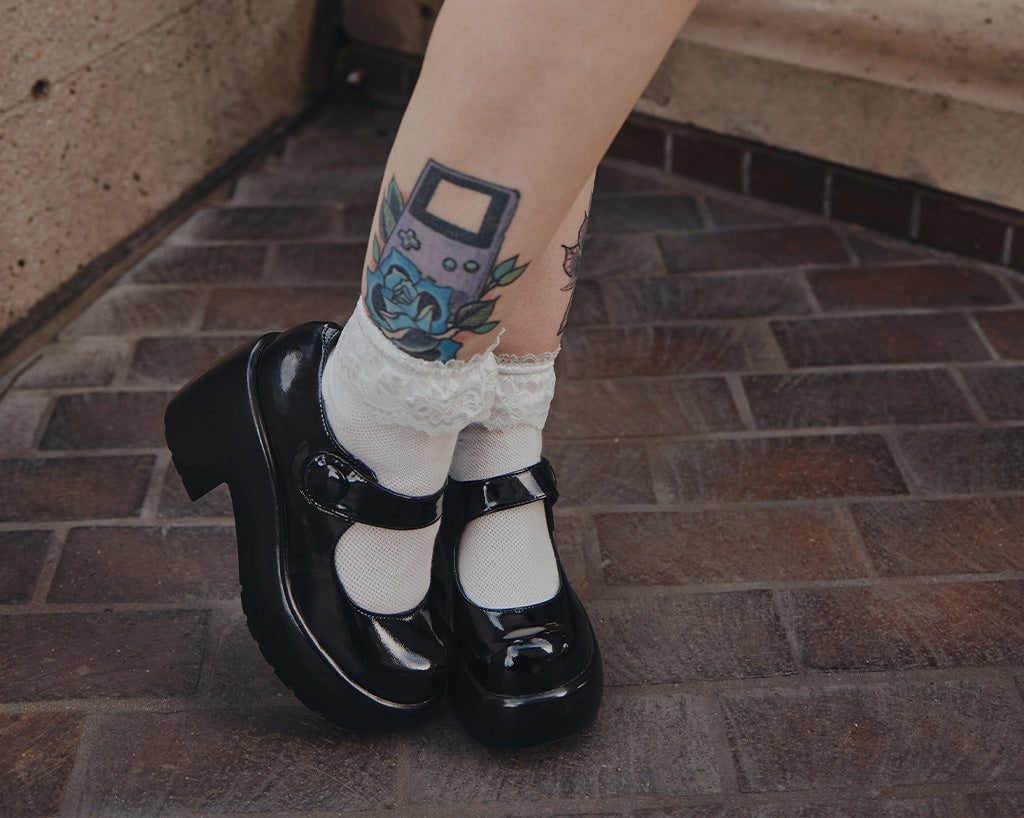 A3218L Black Liquid Bubble Mary Jane Platform Black T.U.K. Shoes