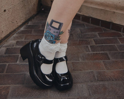 A3218L Black Liquid Bubble Mary Jane Platform Black T.U.K. Shoes