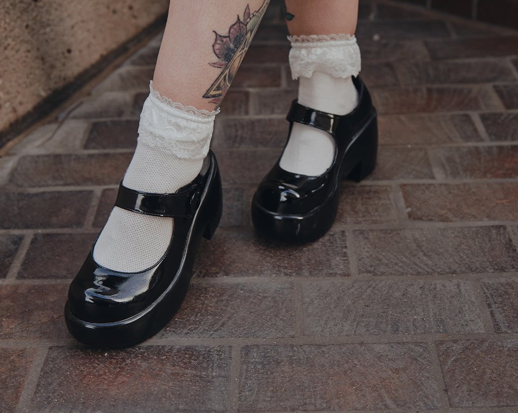 A3218L Black Liquid Bubble Mary Jane Platform Black T.U.K. Shoes