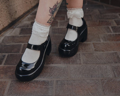 A3218L Black Liquid Bubble Mary Jane Platform Black T.U.K. Shoes