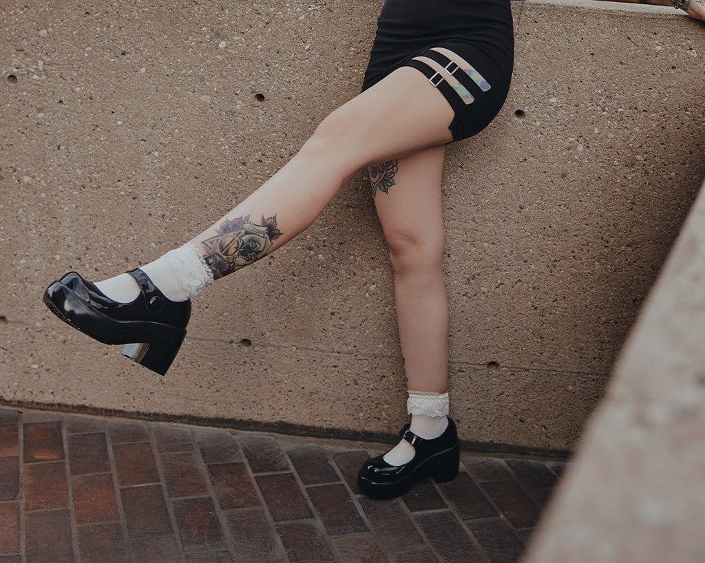 A3218L Black Liquid Bubble Mary Jane Platform Black T.U.K. Shoes