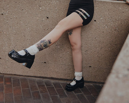 A3218L Black Liquid Bubble Mary Jane Platform Black T.U.K. Shoes
