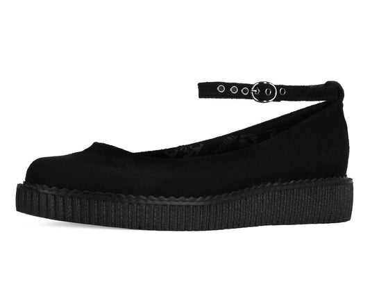 A9416L Black Pointed Ballet Ankle Strap Creeper Black T.U.K. Shoes