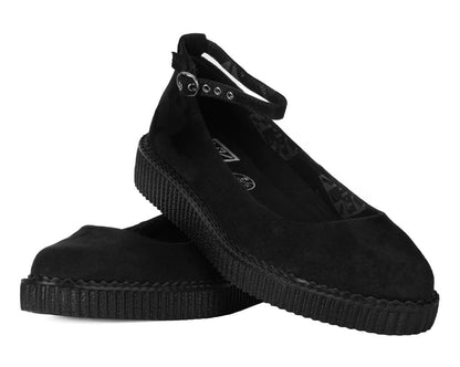 A9416L Black Pointed Ballet Ankle Strap Creeper Black T.U.K. Shoes
