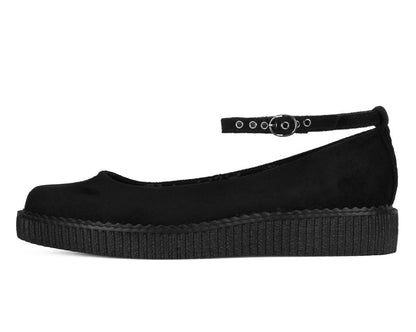A9416L Black Pointed Ballet Ankle Strap Creeper Black T.U.K. Shoes