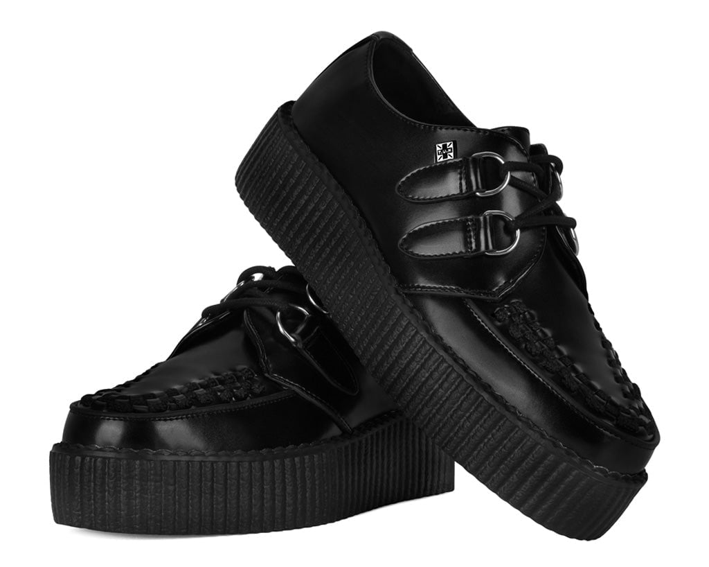 V6802 Black Leather Viva Mondo Creeper Black T.U.K. Shoes