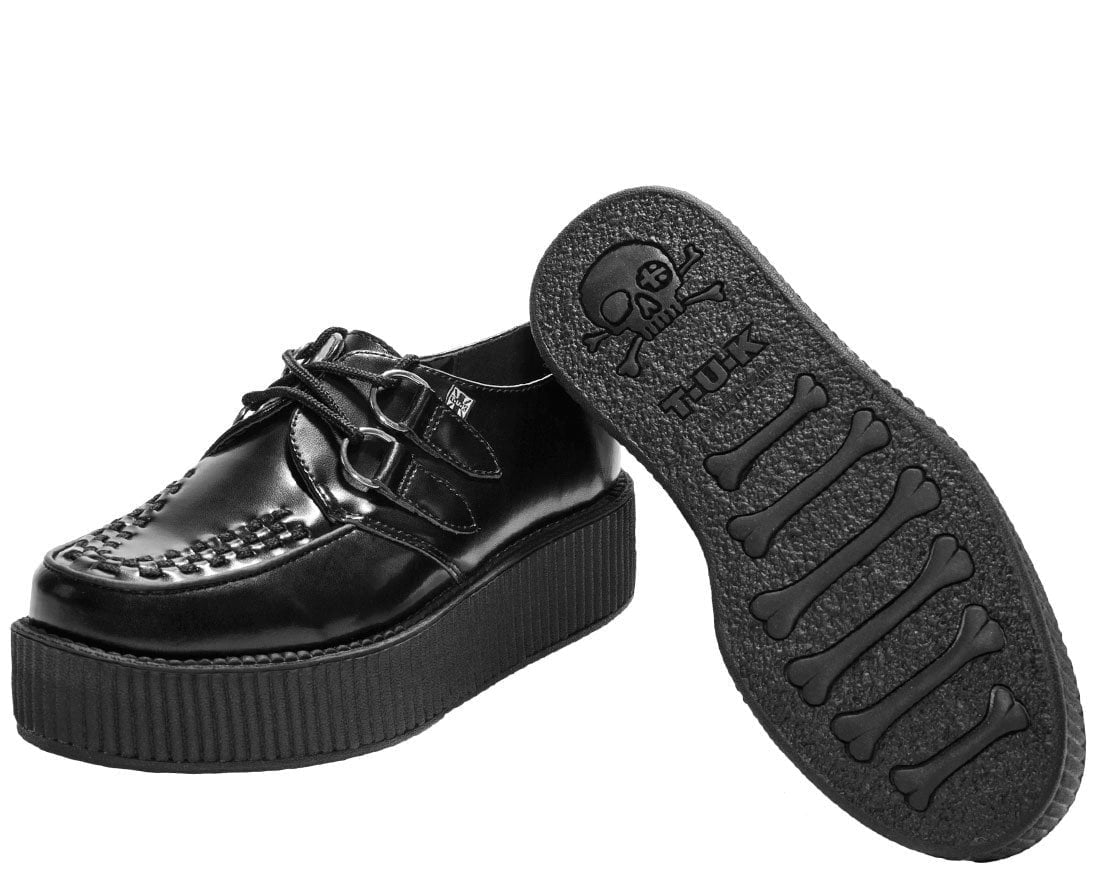 V6802 Black Leather Viva Mondo Creeper Black T.U.K. Shoes