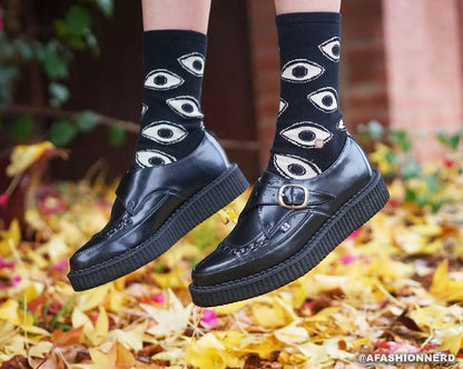 A8520 Pointed Buckle Creepers Black T.U.K. Shoes