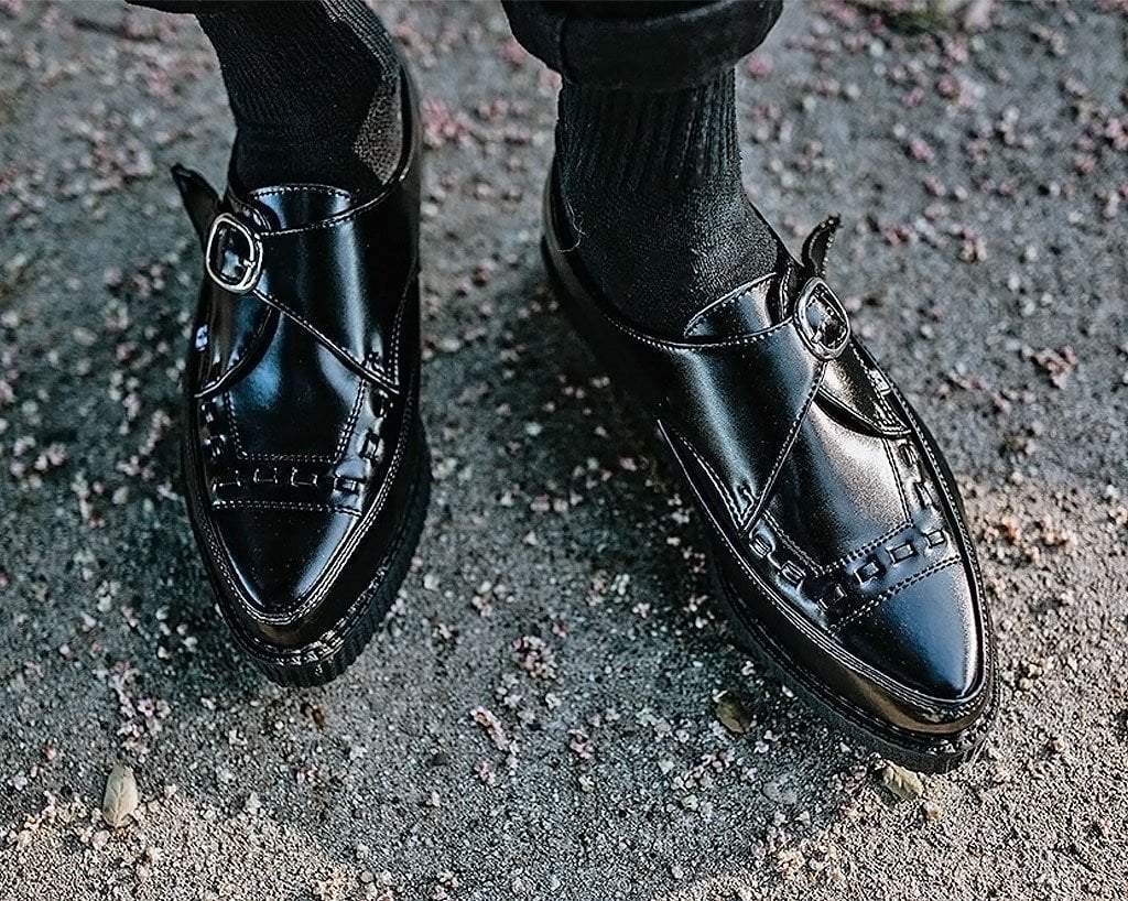 A8520 Pointed Buckle Creepers Black T.U.K. Shoes