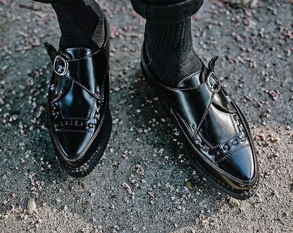 A8520 Pointed Buckle Creepers Black T.U.K. Shoes